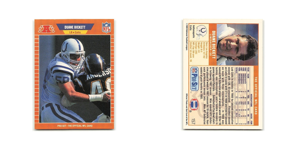 Duane Bickett 1989 Pro Set #157 Indianapolis Colts Football Card NM