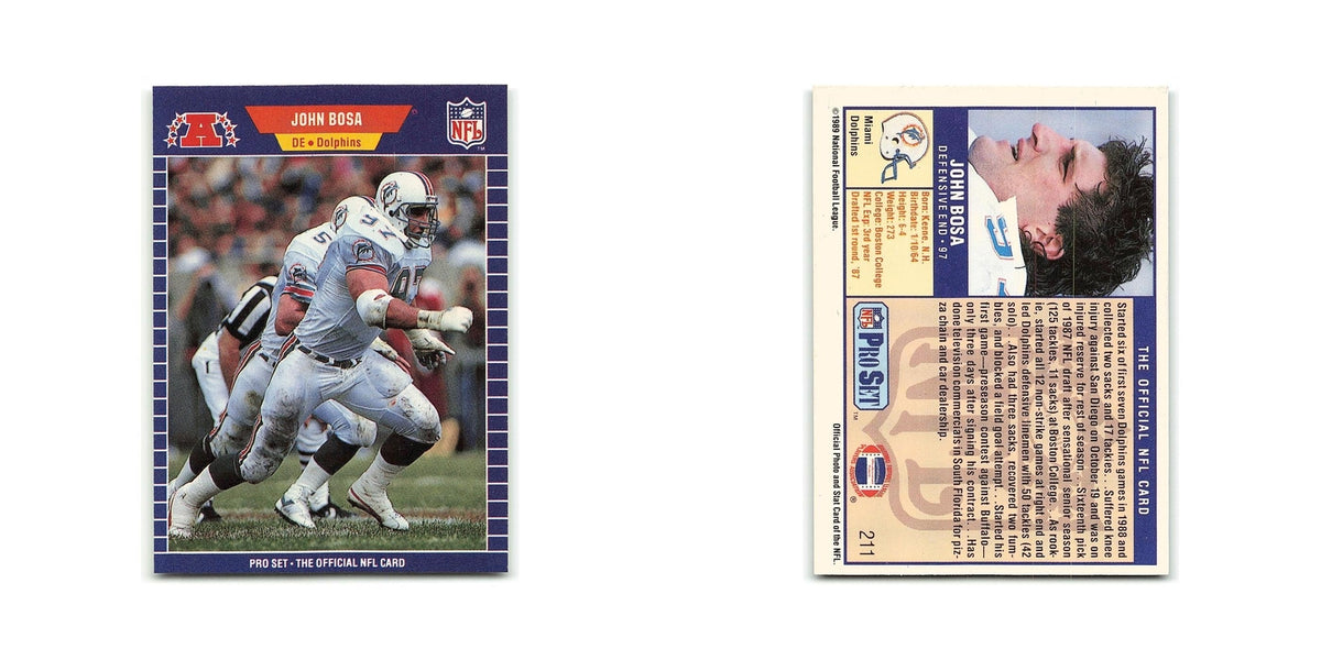 John Bosa 1989 Pro Set #211 Miami Dolphins Football Card NM