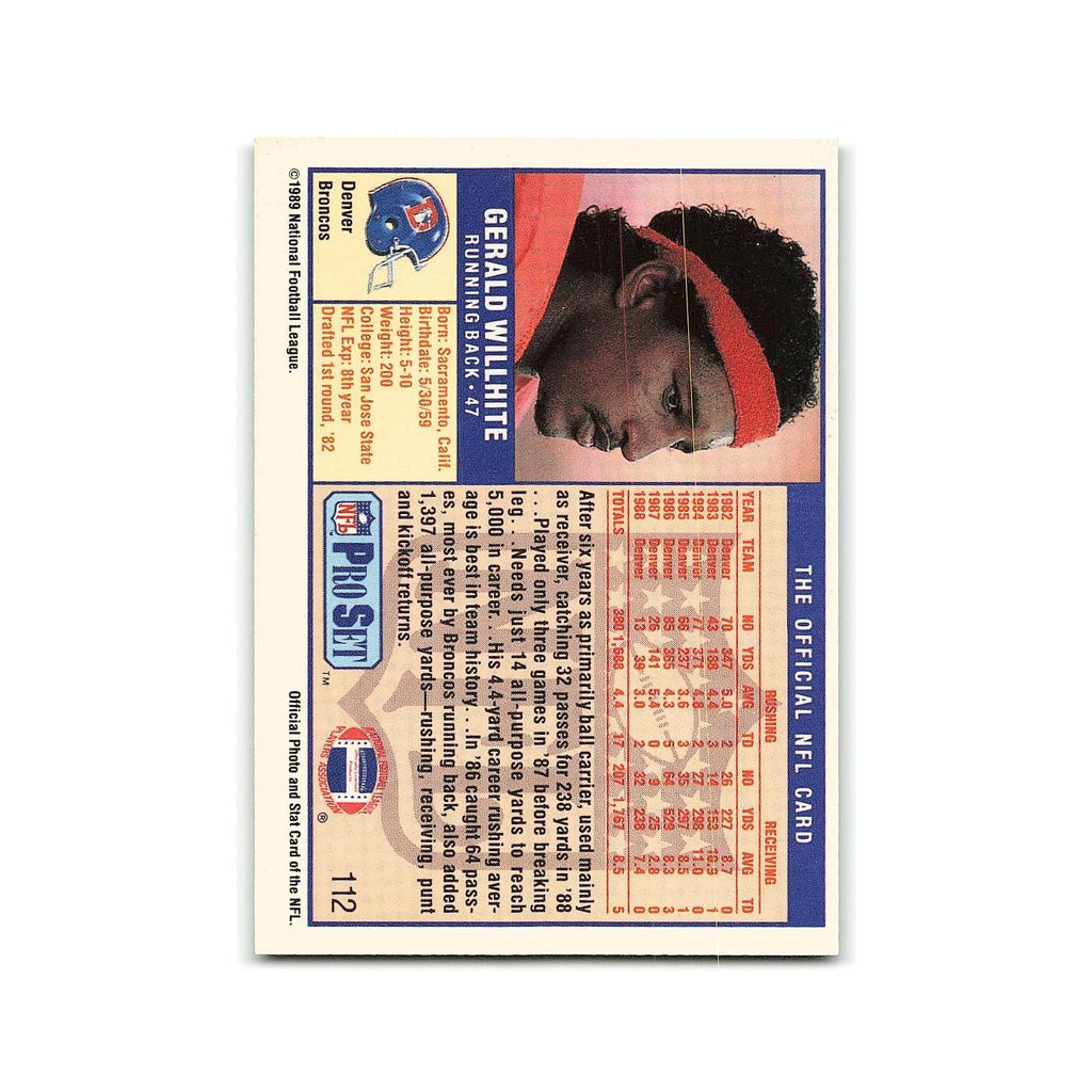 Gerald Willhite 1989 Pro Set #112 Denver Broncos Football Card NM