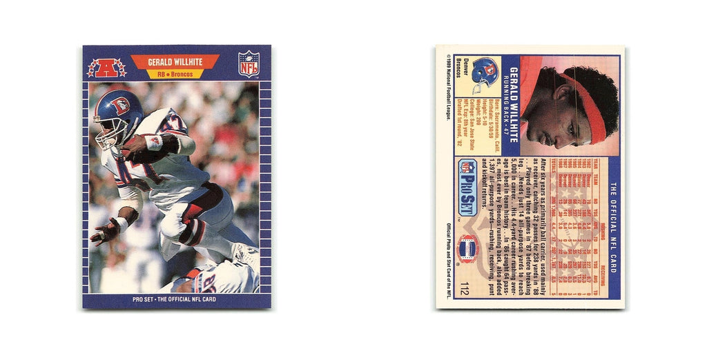Gerald Willhite 1989 Pro Set #112 Denver Broncos Football Card NM