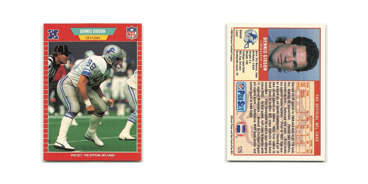 Dennis Gibson 1989 Pro Set #126 Detroit Lions Football Card NM
