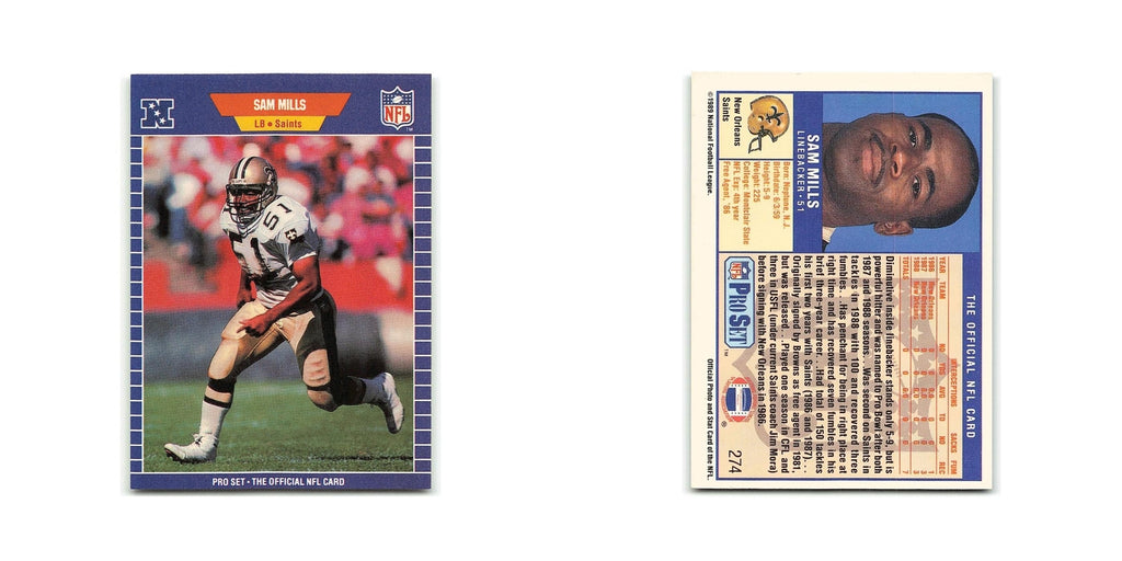 Sam Mills 1989 Pro Set #274 New Orleans Saints Football Card NM