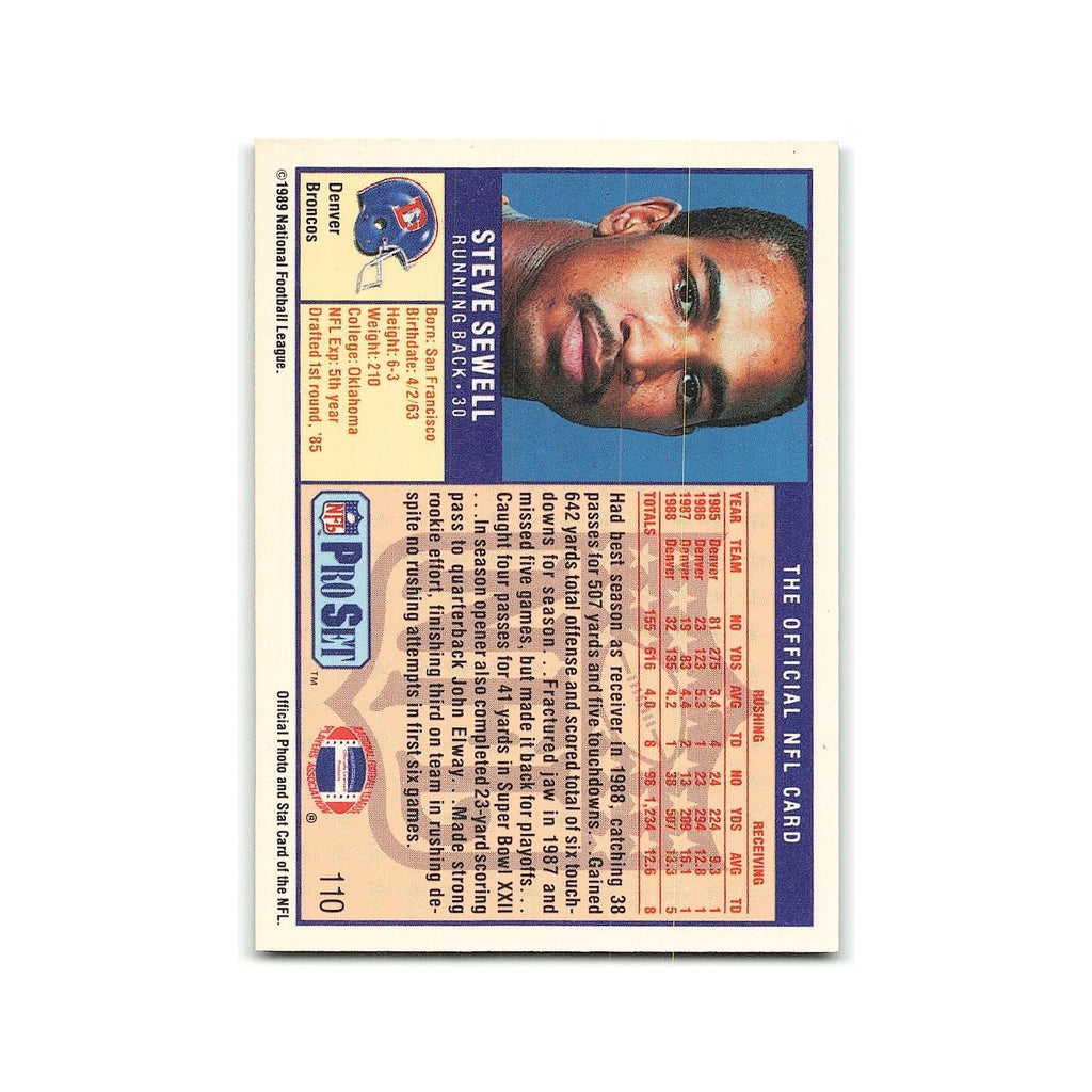 Steve Sewell 1989 Pro Set #110 Denver Broncos Football Card NM
