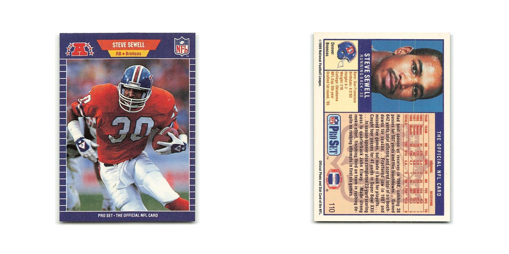 Steve Sewell 1989 Pro Set #110 Denver Broncos Football Card NM