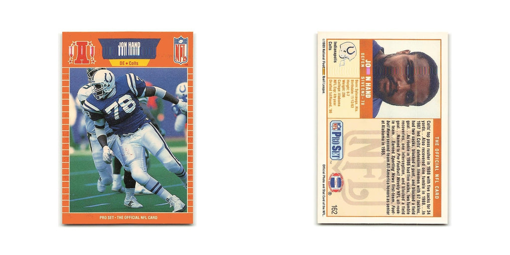 Jon Hand 1989 Pro Set #162 Indianapolis Colts Football Card NM
