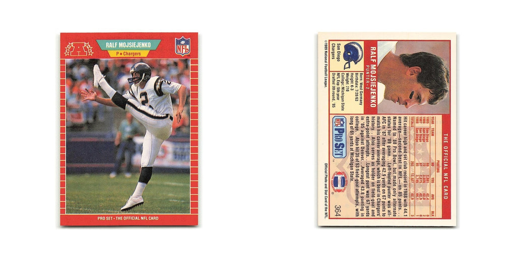 Ralf Mojsiejenko 1989 Pro Set #364 San Diego Chargers Football Card NM