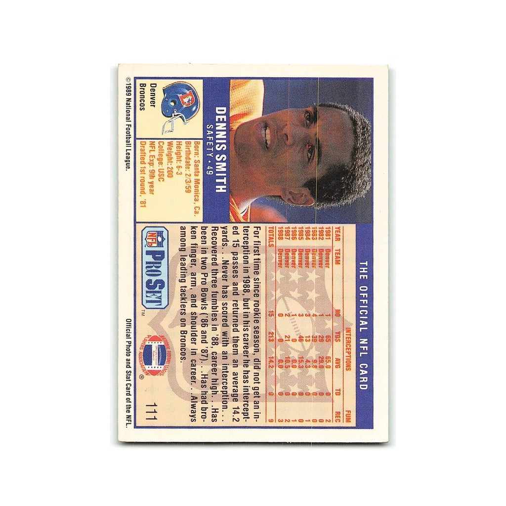 Dennis Smith 1989 Pro Set #111 Denver Broncos Football Card NM