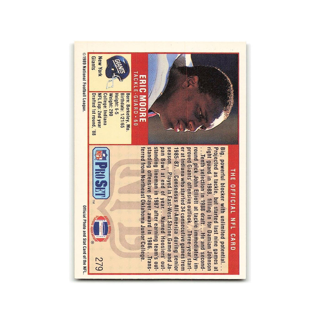 Eric Moore 1989 Pro Set #279 New York Giants Football Card NM