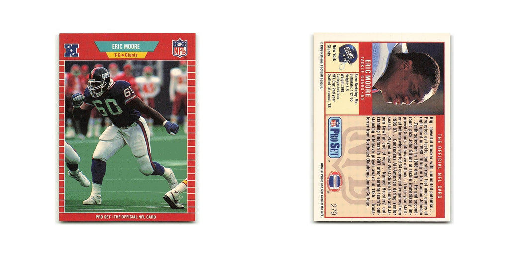Eric Moore 1989 Pro Set #279 New York Giants Football Card NM