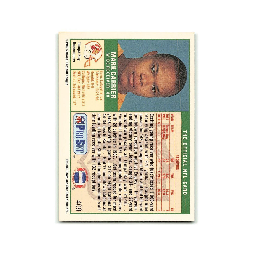 Mark Carrier 1989 Pro Set #409 Tampa Bay Buccaneers Football Card NM