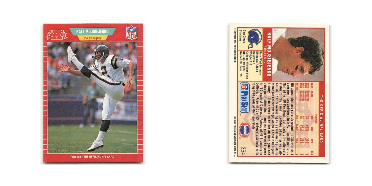 Ralf Mojsiejenko 1989 Pro Set #364 San Diego Chargers Football Card NM