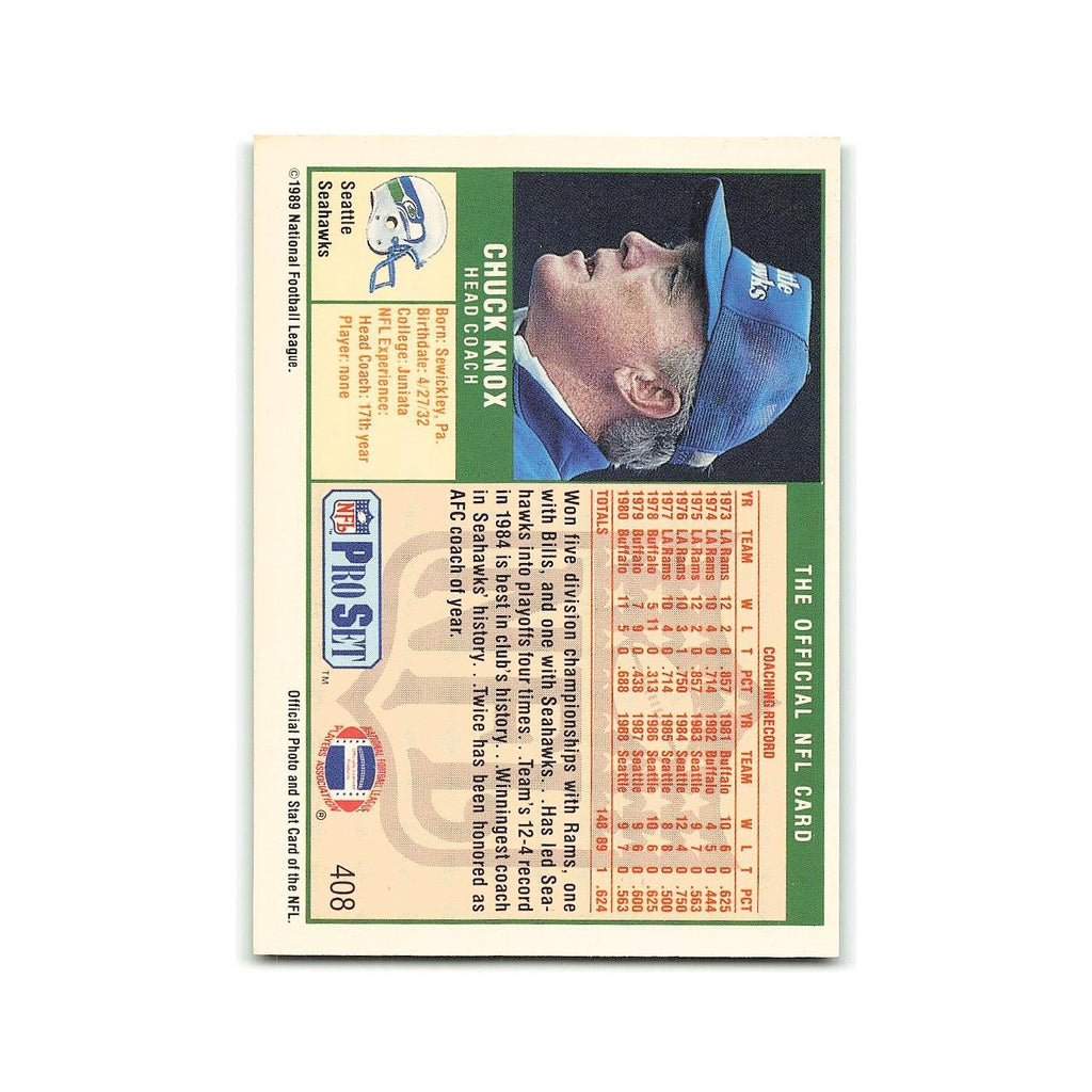 Chuck Knox 1989 Pro Set #408 Seattle Seahawks Football Card NM