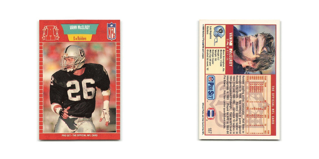Vann McElroy 1989 Pro Set #187 Los Angeles Raiders Football Card NM