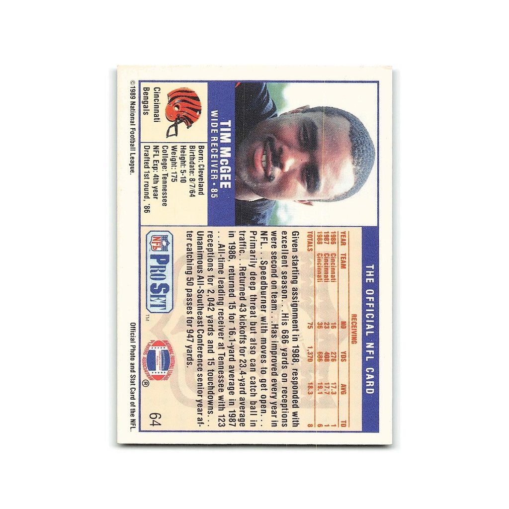 Tim McGee 1989 Pro Set #64 Cincinnati Bengals Football Card NM