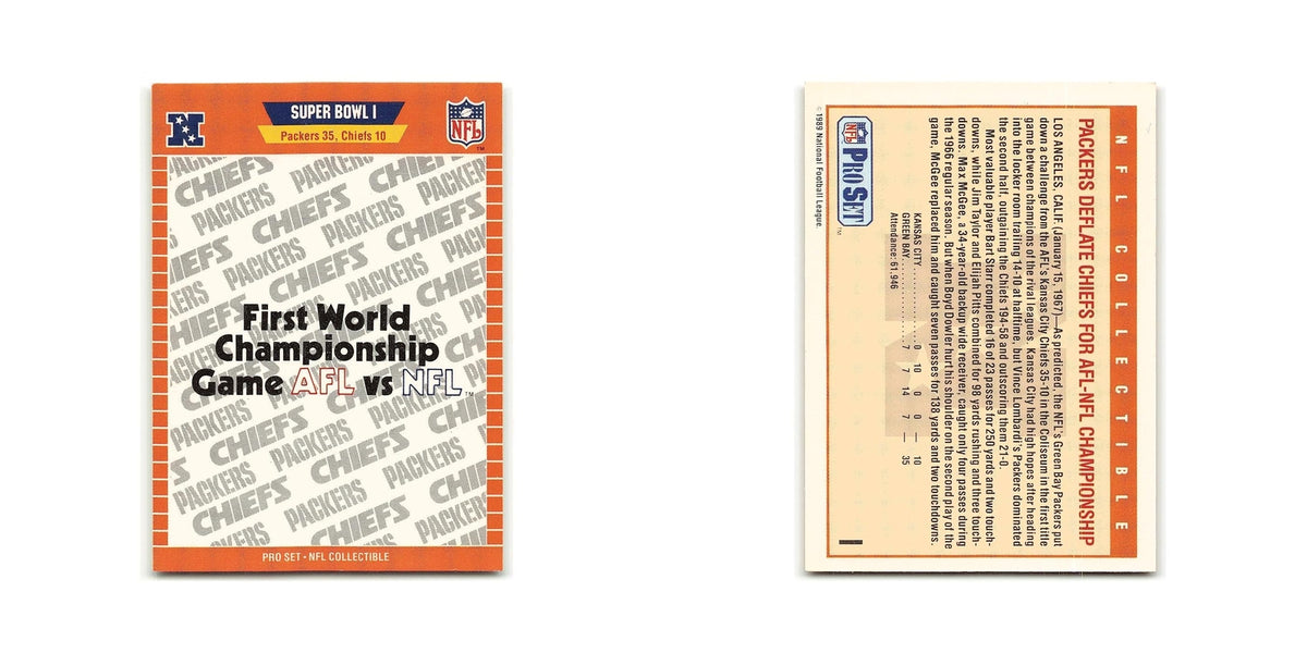 Super Bowl I 1989 Pro Set #I Oakland Raiders/Philadelphia Eagles NM