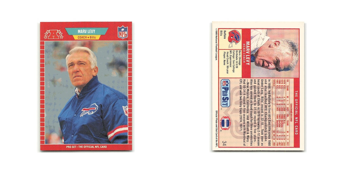 Marv Levy 1989 Pro Set #34 Buffalo Bills Football Card NM