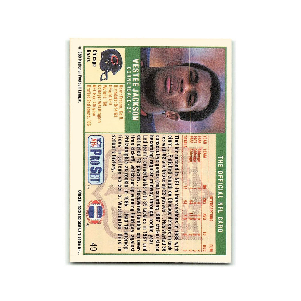 Vestee Jackson 1989 Pro Set #49 Chicago Bears Football Card NM