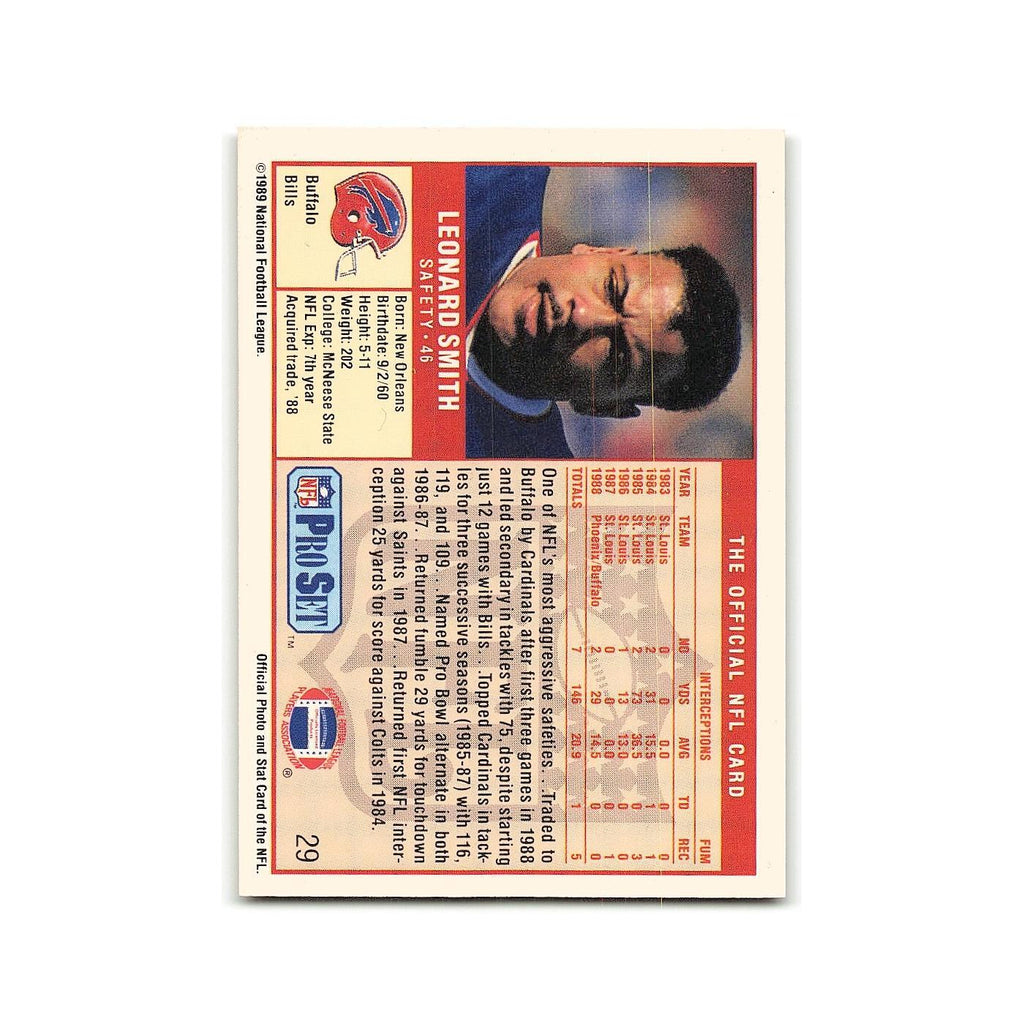 Leonard Smith 1989 Pro Set #29 Buffalo Bills Football Card NM