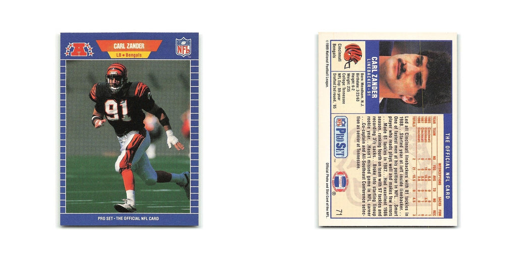 Carl Zander 1989 Pro Set #71 Cincinnati Bengals Football Card NM