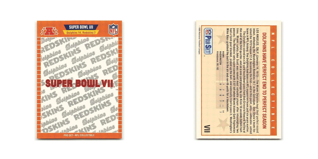 Super Bowl VII 1989 Pro Set #VII Miami Dolphins/Washington Redskins NM