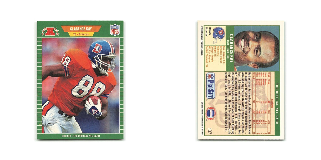 Clarence Kay 1989 Pro Set #107 Denver Broncos Football Card NM