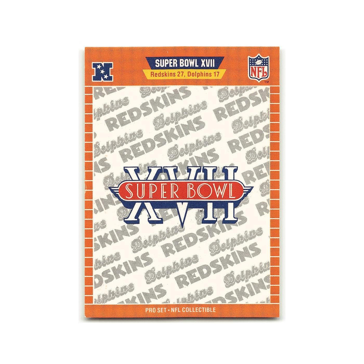 Super Bowl XVIII 1989 Pro Set #XVII Washington Redskins/Miami Dolphins NM