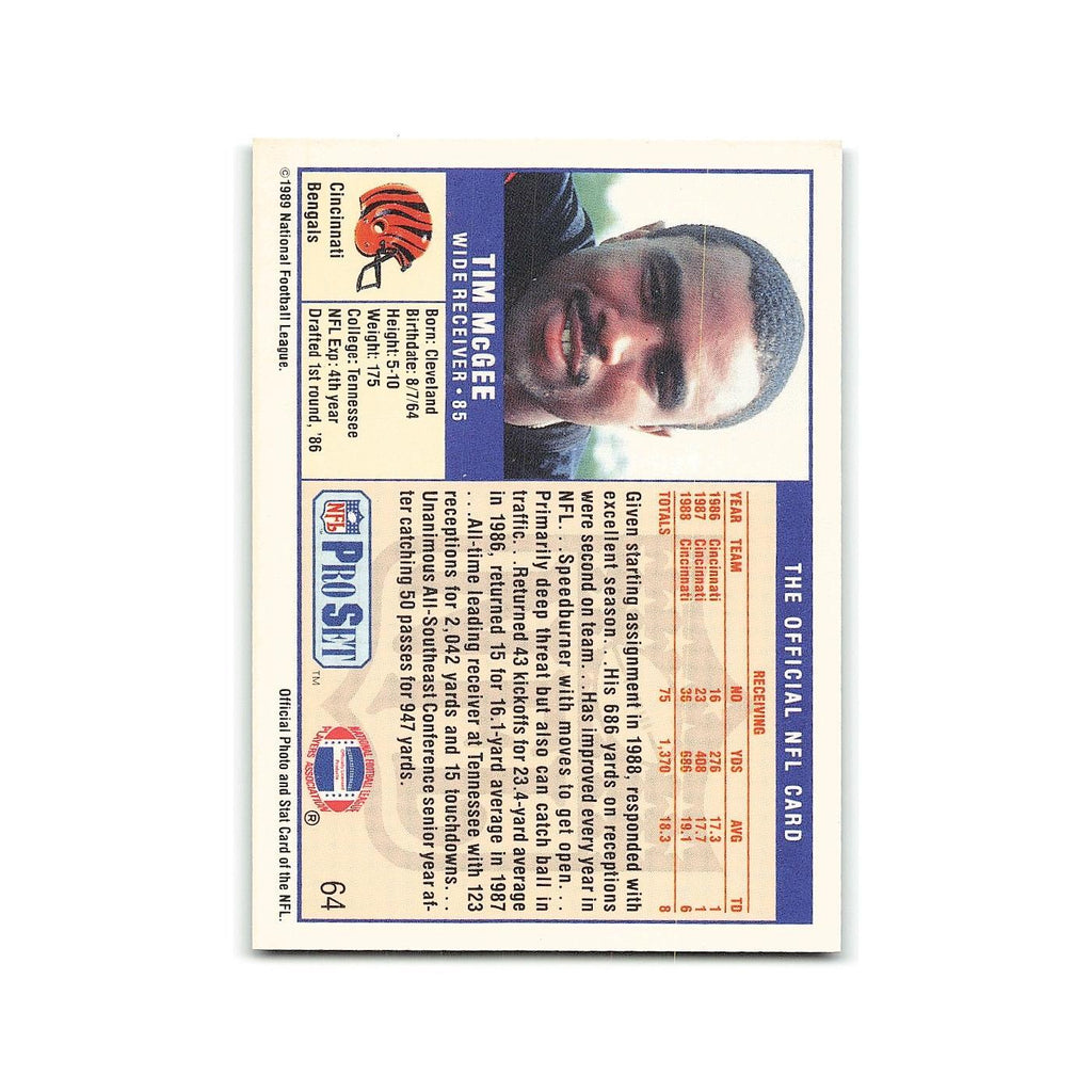 Tim McGee 1989 Pro Set #64 Cincinnati Bengals Football Card NM