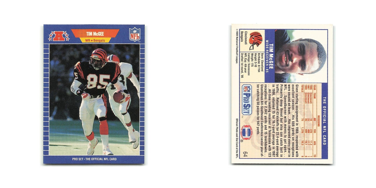 Tim McGee 1989 Pro Set #64 Cincinnati Bengals Football Card NM