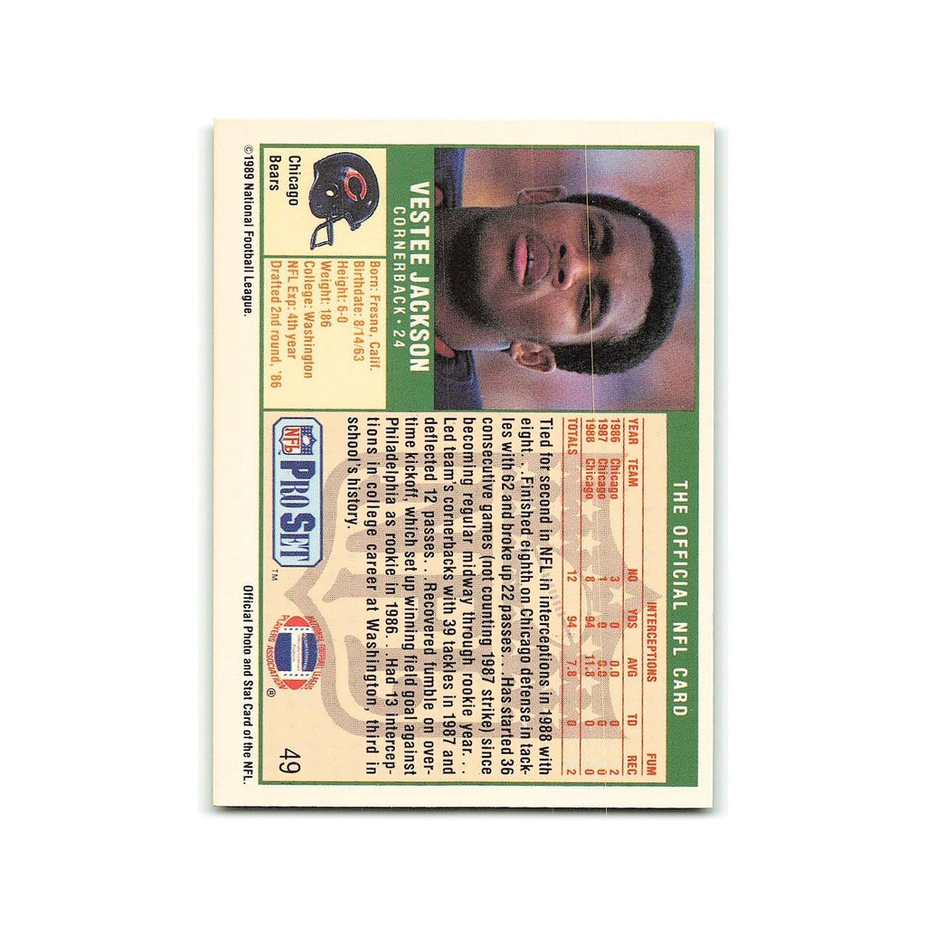 Vestee Jackson 1989 Pro Set #49 Chicago Bears Football Card NM
