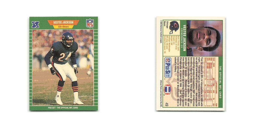 Vestee Jackson 1989 Pro Set #49 Chicago Bears Football Card NM