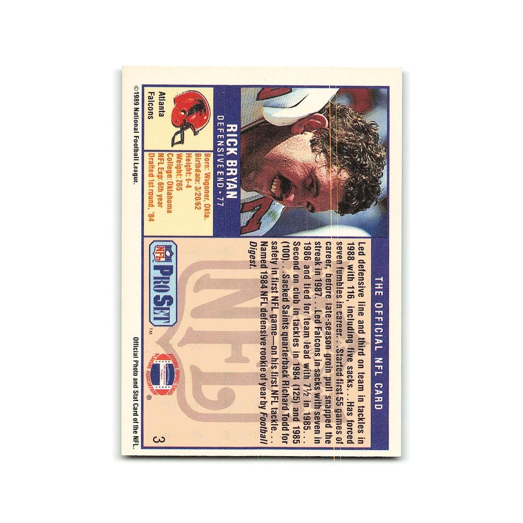 Rick Bryan 1989 Pro Set #3 Atlanta Falcons Football Card NM