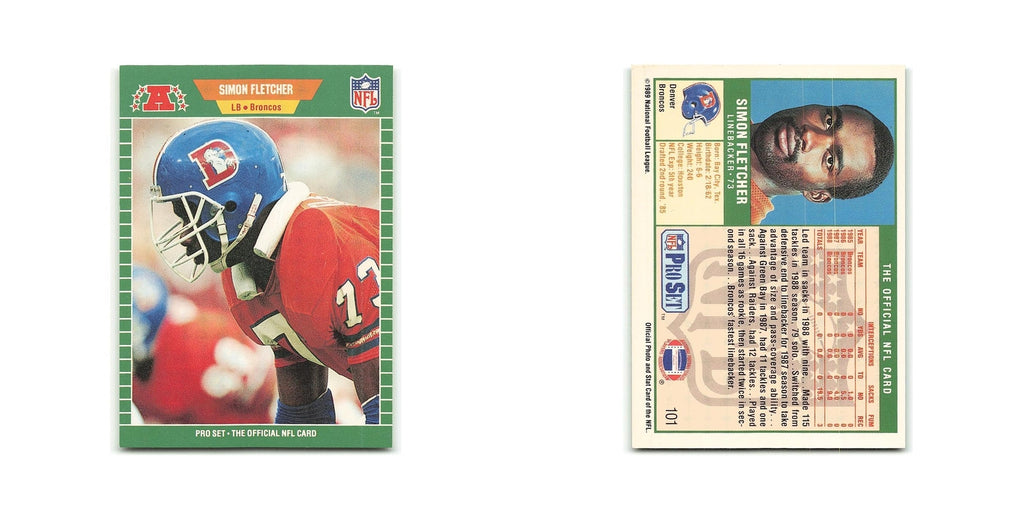 Simon Fletcher 1989 Pro Set #101 Denver Broncos Football Card NM