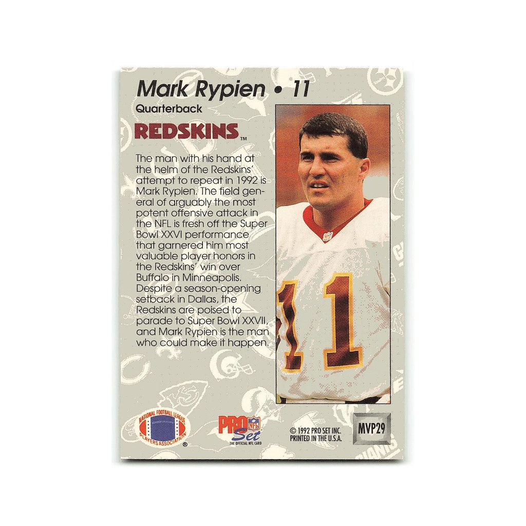 Mark Rypien 1992 Pro Set Gold MVPs #MVP29 Washington Redskins Football Card NM