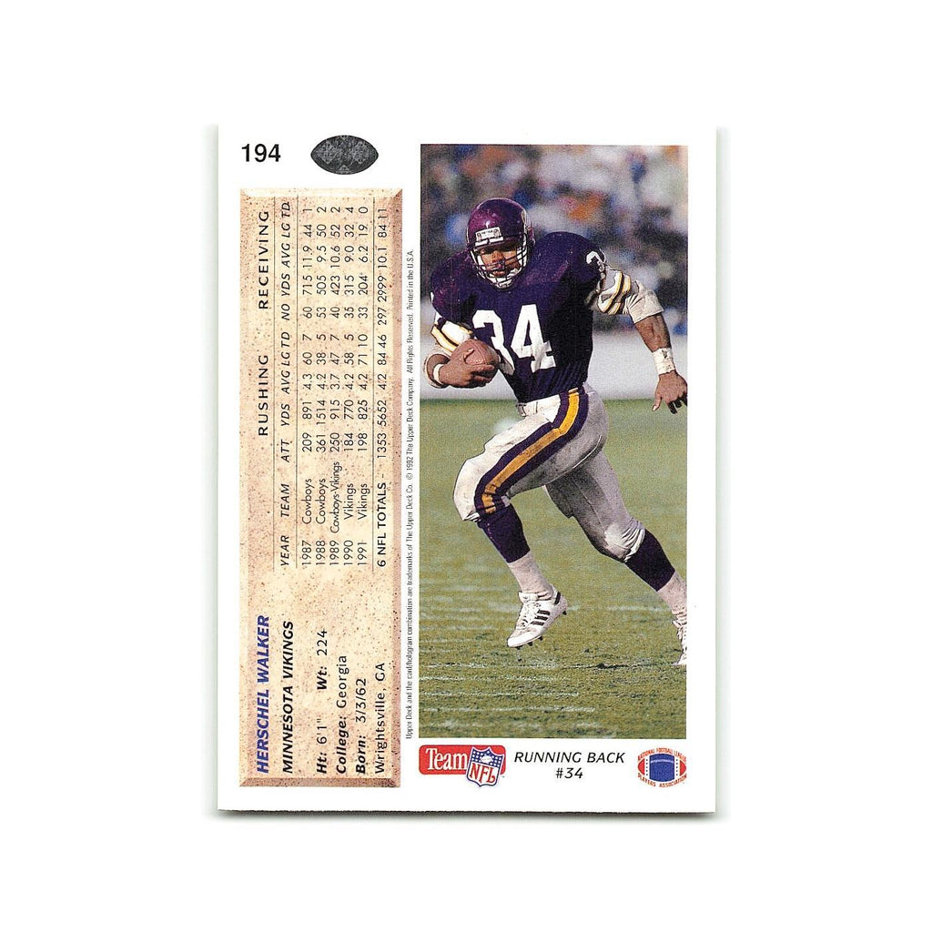 Herschel Walker 1992 Upper Deck #194 Minnesota Vikings Football Card NM