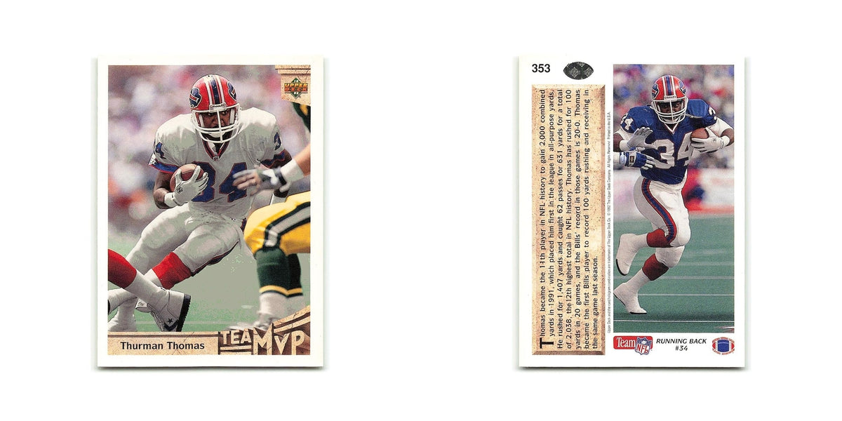 Thurman Thomas 1992 Upper Deck #353 Buffalo Bills Football Card NM