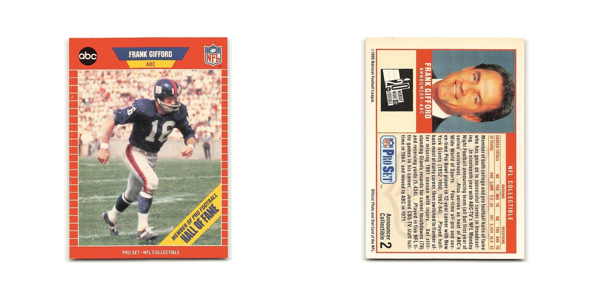 Frank Gifford 1989 Pro Set Announcers #2 New York Giants Football Card NM