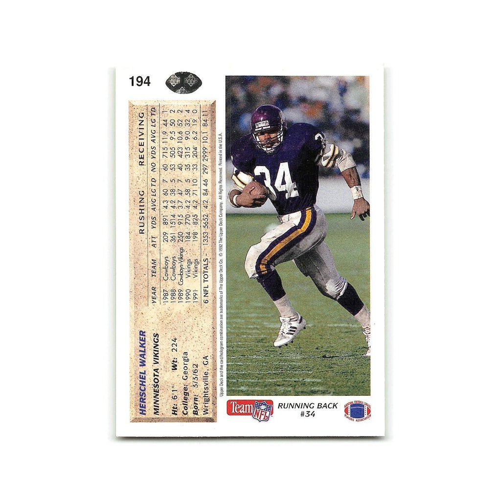 Herschel Walker 1992 Upper Deck #194 Minnesota Vikings Football Card NM