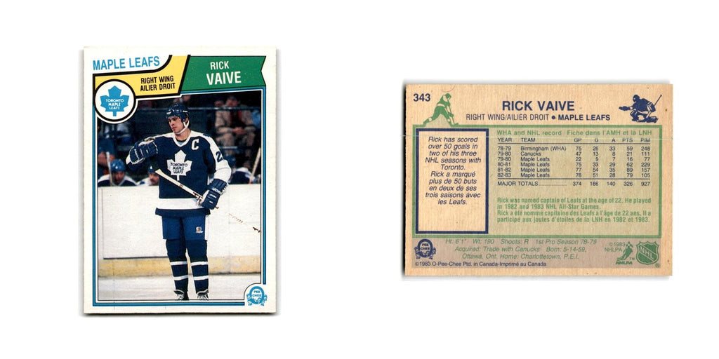 1983 O-Pee-Chee Rick Vaive Toronto Maple Leafs #343
