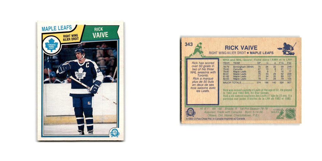 1983 O-Pee-Chee Rick Vaive Toronto Maple Leafs #343