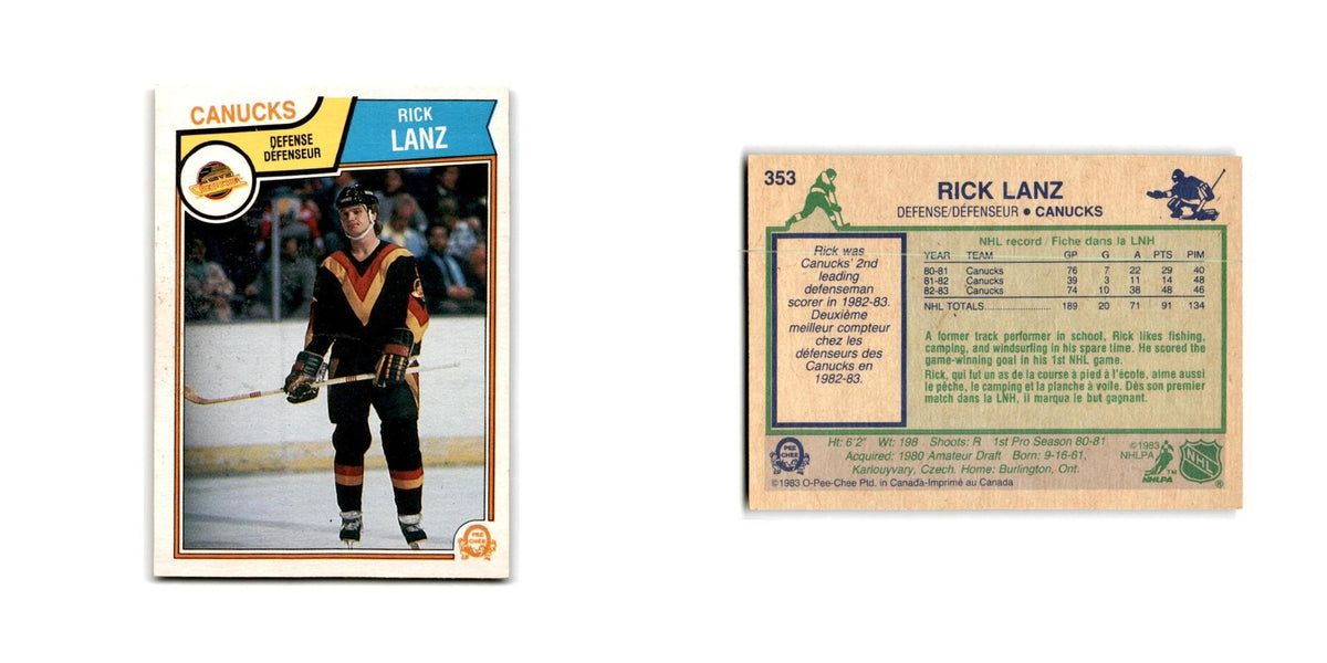 1983 O-Pee-Chee Rick Lanz Vancouver Canucks #353