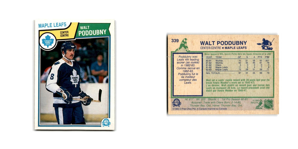 1983 O-Pee-Chee Walt Poddubny RC Toronto Maple Leafs #339