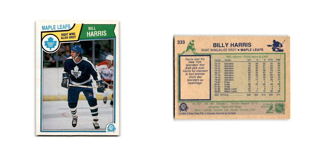 1983 O-Pee-Chee Billy Harris Toronto Maple Leafs #333