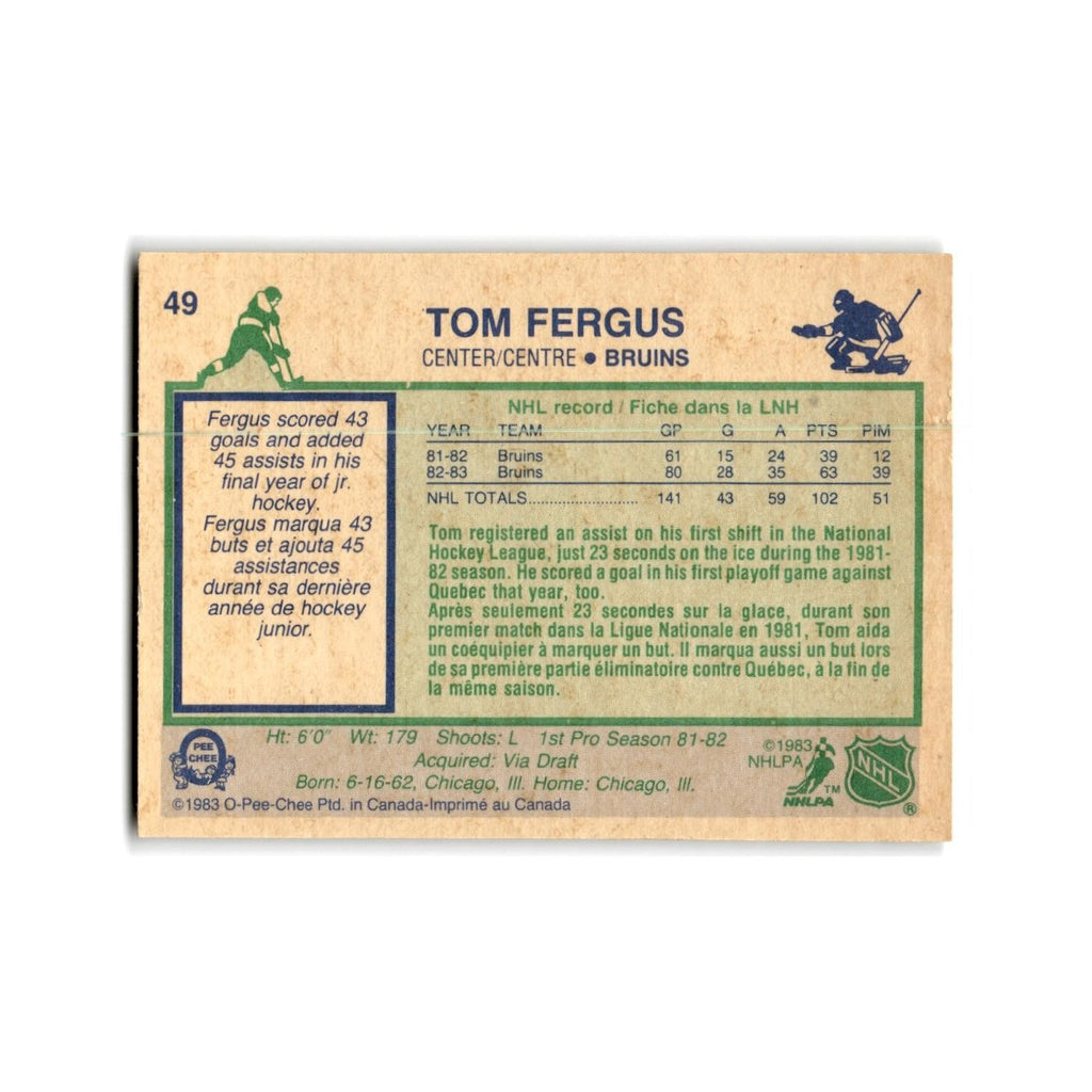 1983 O-Pee-Chee Tom Fergus Boston Bruins #49