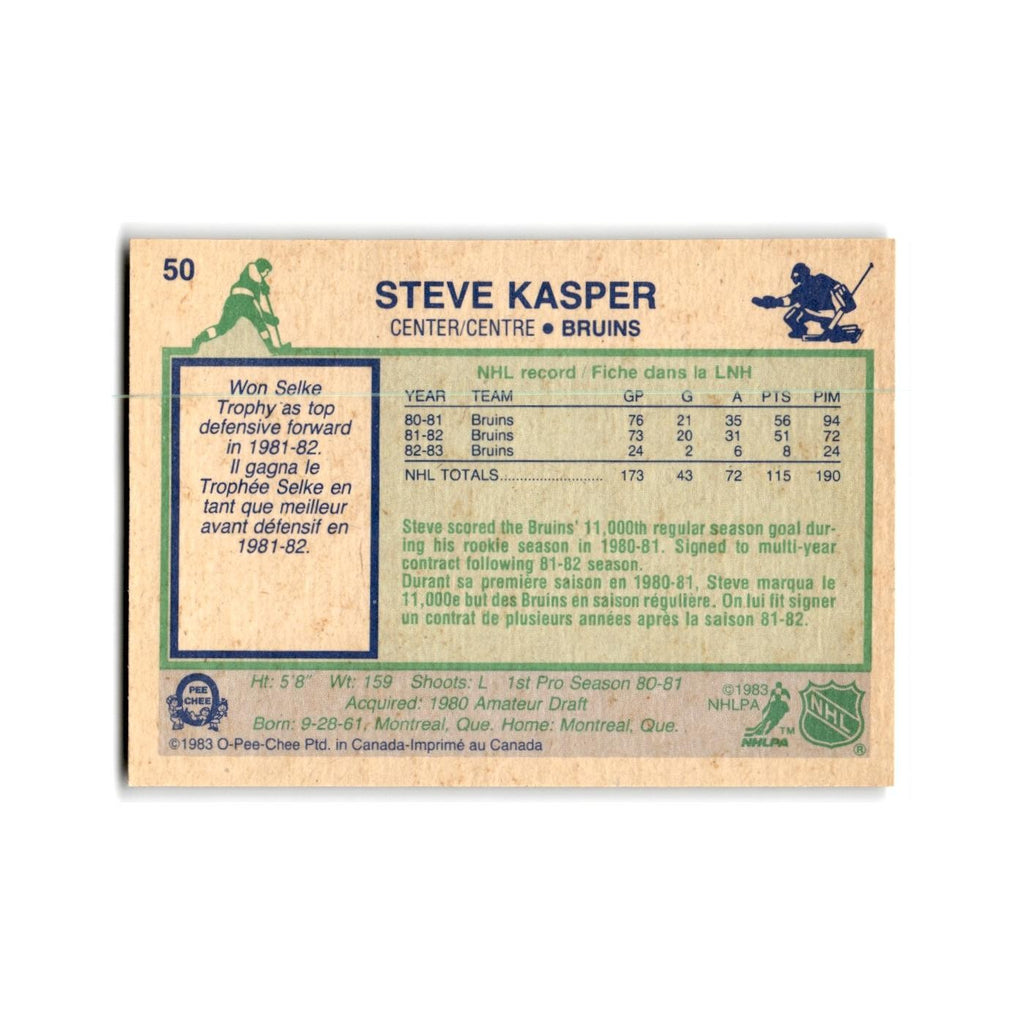 1983 O-Pee-Chee Steve Kasper Boston Bruins #50