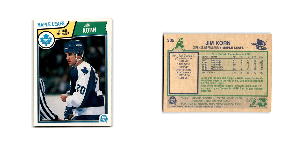 1983 O-Pee-Chee Jim Korn Toronto Maple Leafs #335