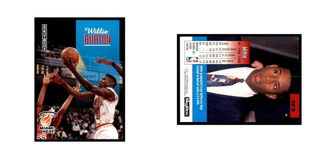 1992 SkyBox Willie Burton Basketball Cards #123