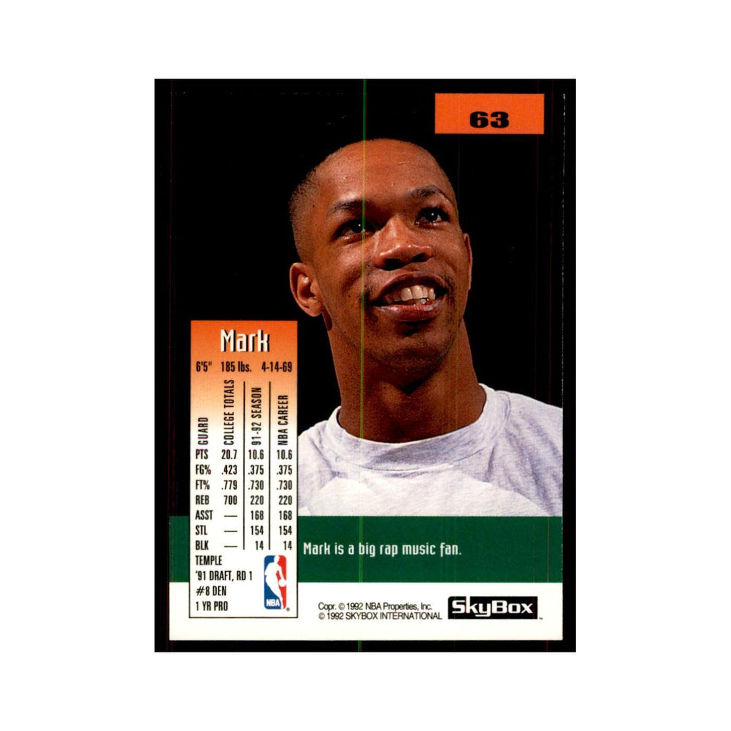 1992 SkyBox Mark Macon Basketball Cards #63