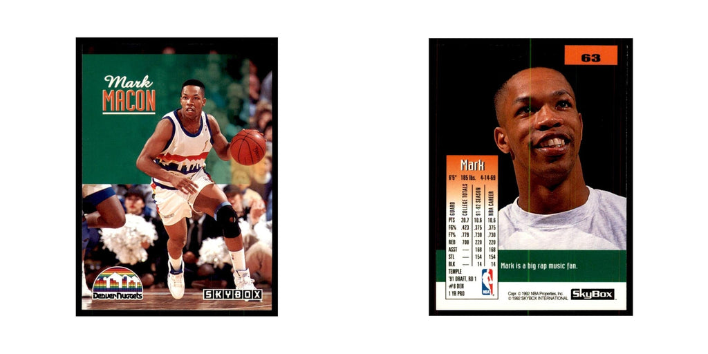 1992 SkyBox Mark Macon Basketball Cards #63
