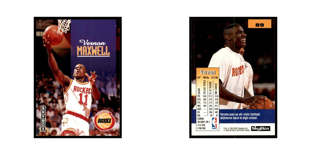 1992 SkyBox Vernon Maxwell Basketball Cards #89