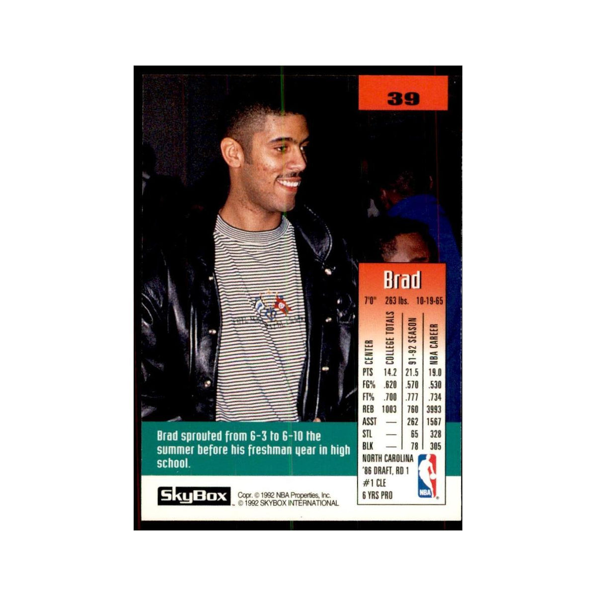 1992 SkyBox Brad Daugherty Basketball Cards #39